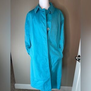 London Fog Women's Vintage Trench Coat Unlined Size‎ 14 Teal Color/Be Fall Ready